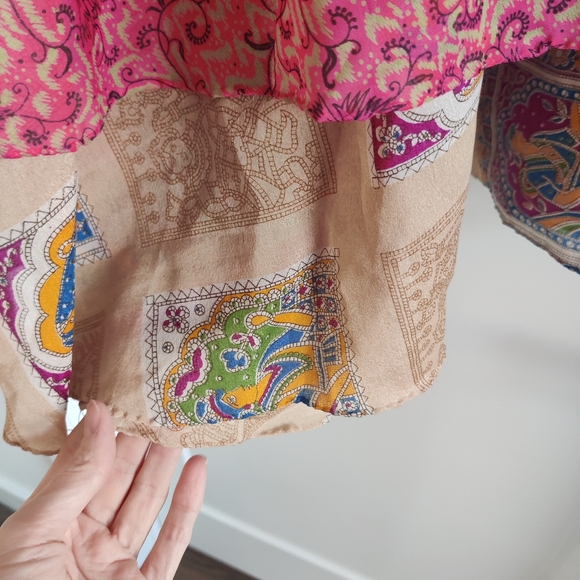 100% Silk Adjustable Reversible Sarong Wrap Maxi Midi Skirt Free Size - Picture 4 of 14